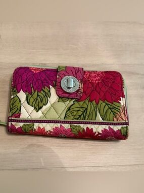 Vera Bradley Quilted Floral Wallet in Pink, Magenta & Green